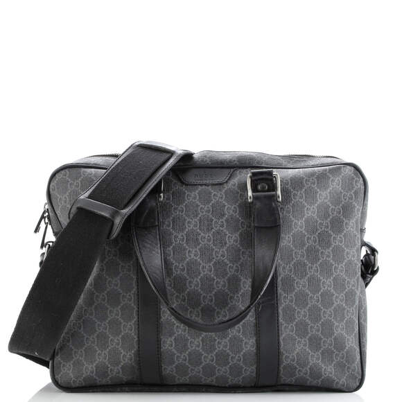 Gucci Medium Convertible Zip Around Briefcase GG Coated Canvas